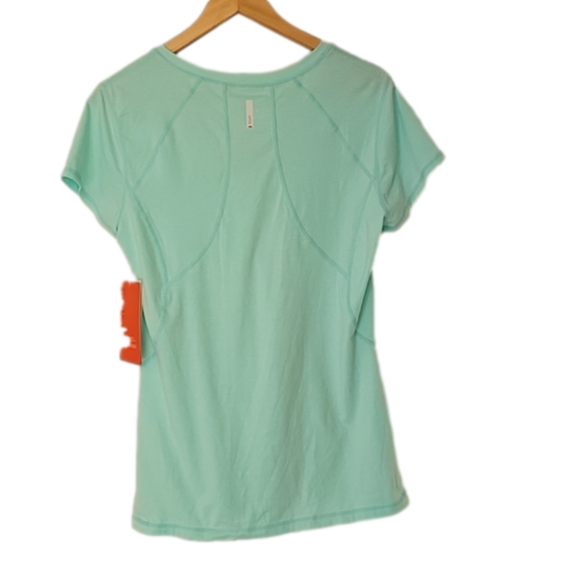 NWT Zella Flex Fit Ruched Workout Blue szXL short sleeve cotton spandex v neck - Picture 3 of 16